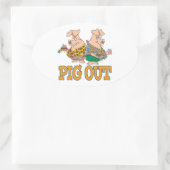 SCHWEINENLEBENSMITTELCARTOON OVALER AUFKLEBER (Tasche)