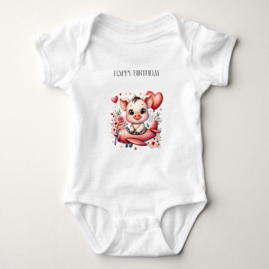 Schweinepilot Geburtstag Baby Strampler (Vorderseite)