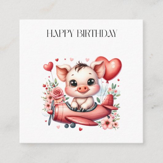 Schweinepilot Geburtstag Begleitkarte (Vorderseite)