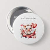 Schweinepilot Geburtstag Button (Vorne & Hinten)