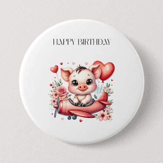 Schweinepilot Geburtstag Button (Vorderseite)