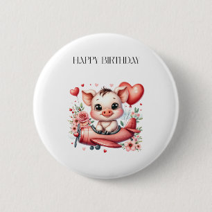 Schweinepilot Geburtstag Button