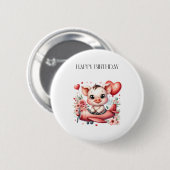 Schweinepilot Geburtstag Button (Vorne & Hinten)