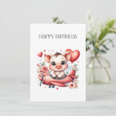 Schweinepilot Geburtstag Einladung (Stehend Vorderseite)