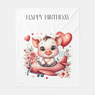Schweinepilot Geburtstag Fleecedecke
