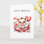 Schweinepilot Geburtstag Karte (Gelbe Blume)