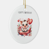 Schweinepilot Geburtstag Keramik Ornament (Rechts)