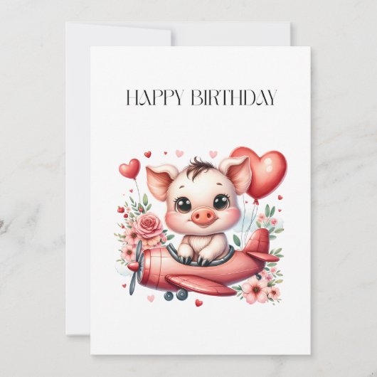Schweinepilot Geburtstag Mitteilungskarte (Vorderseite)