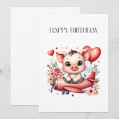 Schweinepilot Geburtstag Mitteilungskarte (Vorne/Hinten)