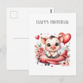 Schweinepilot Geburtstag Postkarte (Vorne/Hinten)
