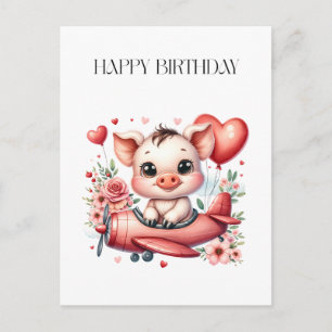 Schweinepilot Geburtstag Postkarte
