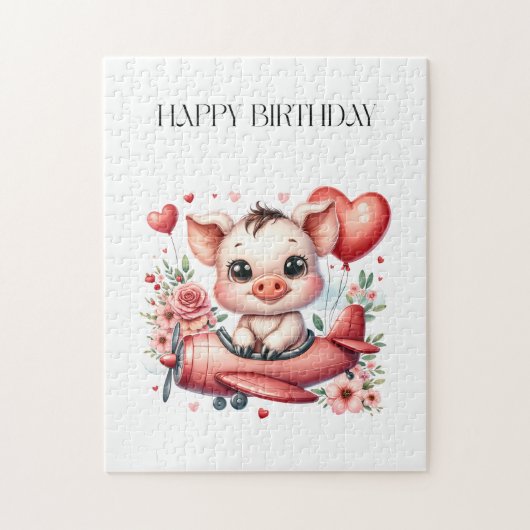 Schweinepilot Geburtstag Puzzle (Vertikal)