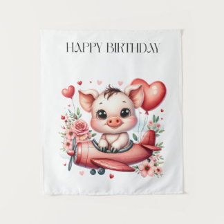 Schweinepilot Geburtstag Wandteppich