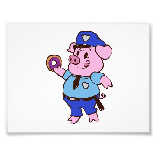 Schweinepolizist isst einen Donut | Farbe wählen Fotodruck (Vorne)