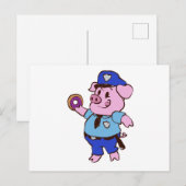 Schweinepolizist isst einen Donut | Farbe wählen Postkarte (Vorne/Hinten)