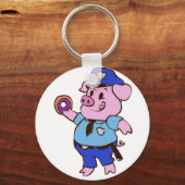 Schweinepolizist isst einen Donut | Farbe wählen Schlüsselanhänger (Vorderseite)
