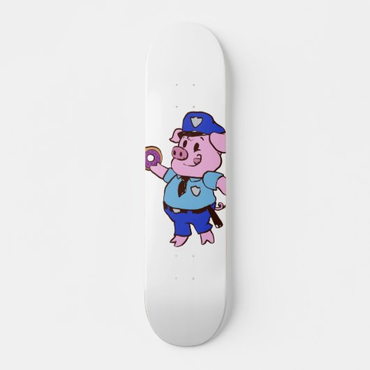 Schweinepolizist isst einen Donut | Farbe wählen Skateboard (Vorne)