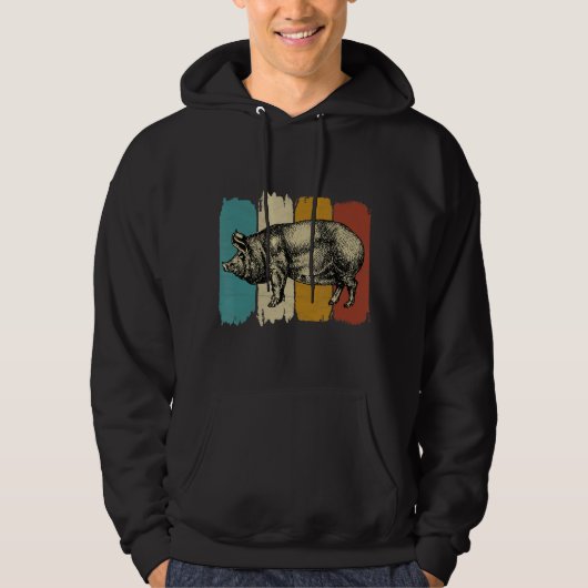Schweinesauge Retro Vintag für Schweine Liebhaber Hoodie (Vorderseite)
