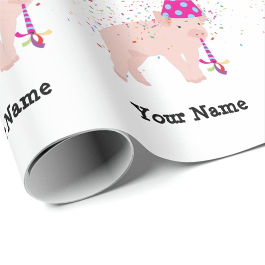 Schweinezucht - Tiere beim Geburtstag Geschenkpapier (Rolleneckpunkt)