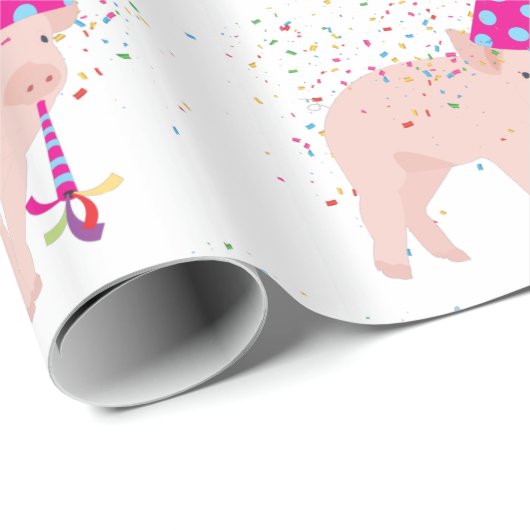 Schweinezucht - Tiere mit Party Geschenkpapier (Rolleneckpunkt)