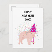 Schweinezucht - Tierurlaub Neue Jahre Karte (Vorne/Hinten)