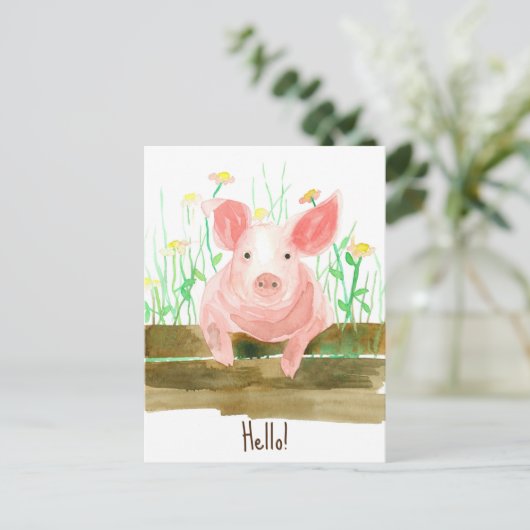 Schweinezuchtbetrieb Wildblumen Postkarte (Stehend Vorderseite)