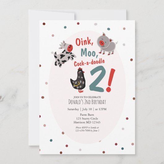 Schweinezüchter am zweiten Geburtstag Einladung (Vorderseite)