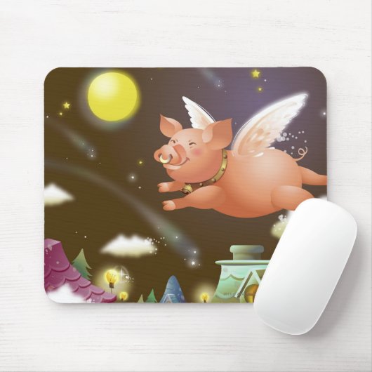 Schweinfliegen im Himmel Mousepad (Mit Mouse)