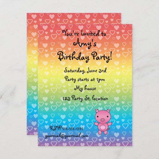 Schweingeburtstagseinladung Einladung (Vorne/Hinten)