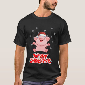 Schweinjahr - frohe Weihnachten - schwarzer T-Shirt