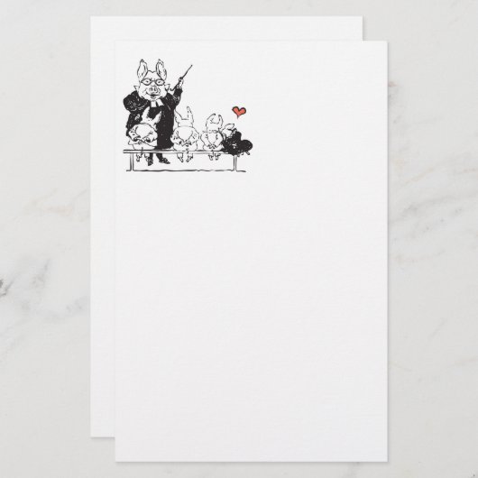 Schweinlehrer mit Studenten Briefpapier (Vorne/Hinten)