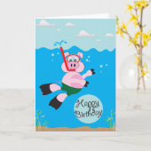 Schweinsschwimmen - Grußkarte zum Geburtstag Karte (Gelbe Blume)