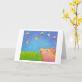 Schweinträume der entzückenden Zeichenstiftkunst Karte (Gelbe Blume)