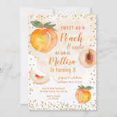 Schweiß als Pfirsich macht 3 Geburtstag Einladung (Vorderseite)