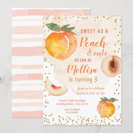 Schweiß als Pfirsich macht 3 Geburtstag Einladung