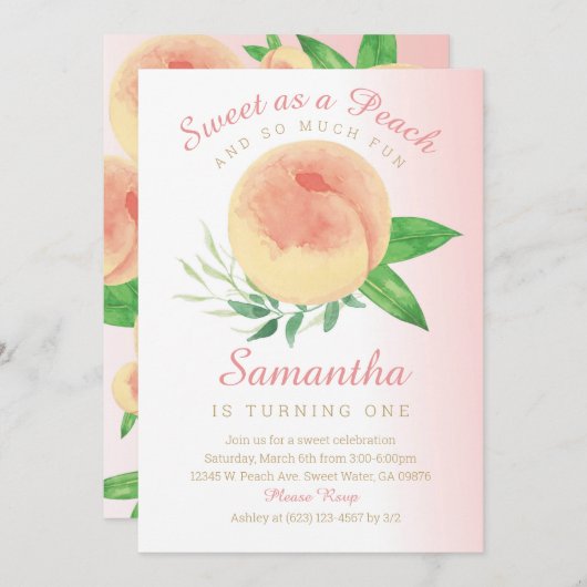 Schweiß als Pfirsichgeburtstag Einladung (Vorne/Hinten)