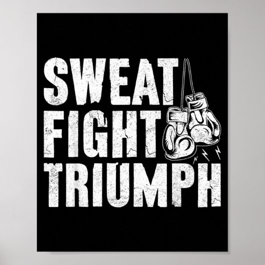 Schweiß Kampf Triumph Boxhandschuhe abgenutzt Poster (Vorne)