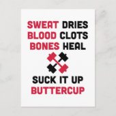 Schweiß trocknet Turnhallen-Zitat Postkarte (Vorderseite)