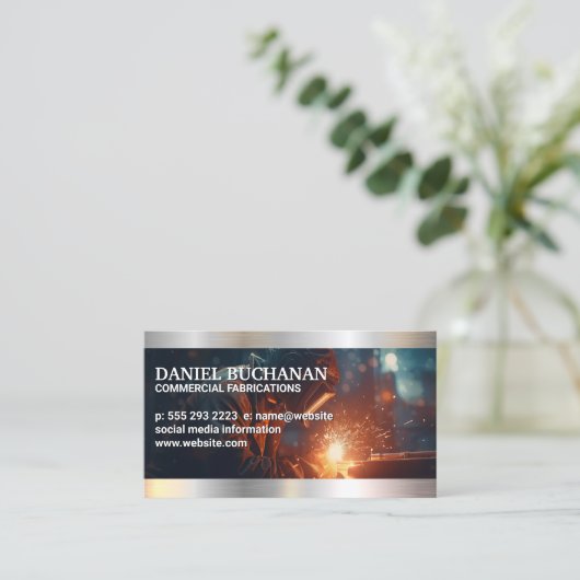 Schweißarbeiten mit Metall | Sparks Fly Visitenkarte (Stehend Vorderseite)