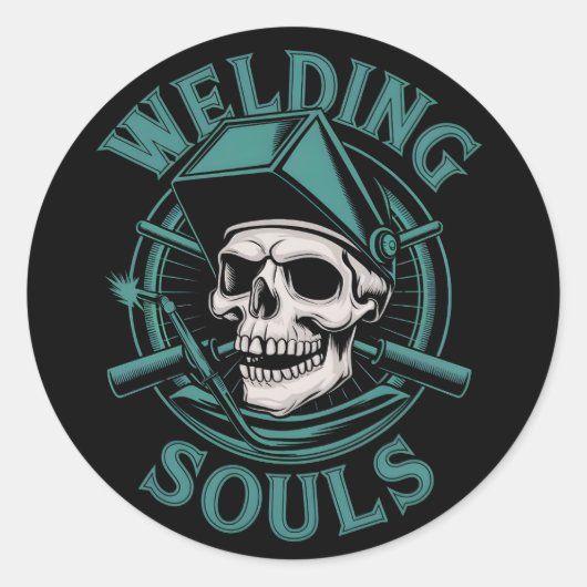 Schweißbare Soule Retro-Schädelmaske und -Tools Gr Runder Aufkleber (Vorderseite)