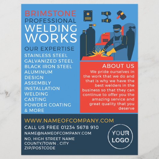Schweißdesign, Metallarbeiter, Schweißwerbung Flyer (Vorne)