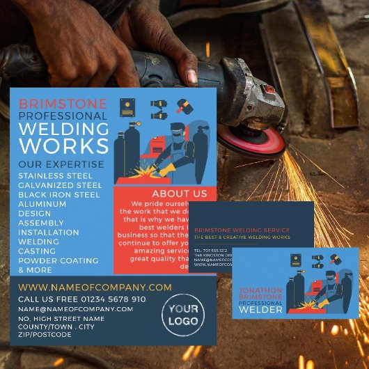 Schweißdesign, Metallarbeiter, Schweißwerbung Flyer