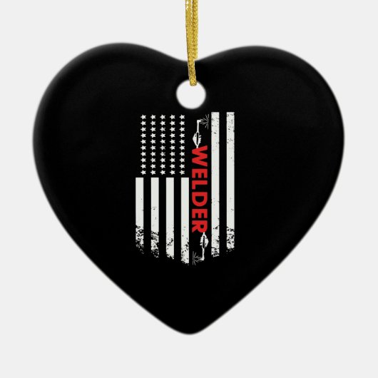 Schweißen - Amerikanische Schweissflagge Keramik Ornament (Vorne)