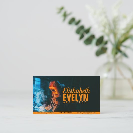 Schweißen einer schützenden Metallmaske Visitenkarte (Stehend Vorderseite)