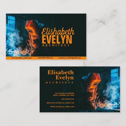 Schweißen einer schützenden Metallmaske Visitenkarte (Vorne/Hinten)