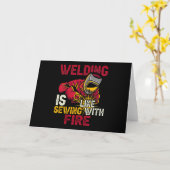 Schweißen ist wie mit Feuer nähen Karte (Gelbe Blume)