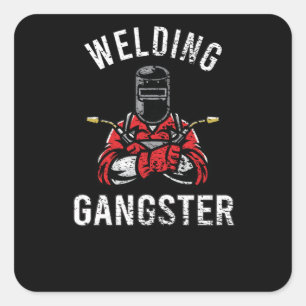 Schweißen Vintag Quadratischer Aufkleber