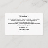 Schweißen von Metallen Visitenkarte (Rückseite)