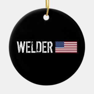 Schweißer - amerikanische Flagge Keramik Ornament