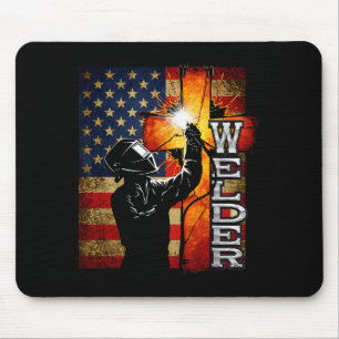 Schweißer Amerikanische Flagge Schweißen Glaube Kr Mousepad